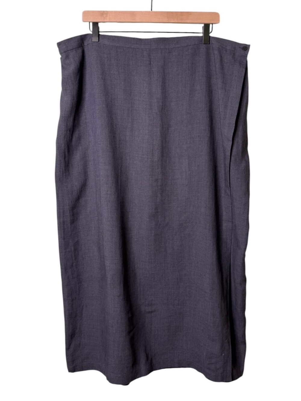 NWT Eileen Fisher Linen Ramie Button Wrap Midi Maxi Skirt Navy Blue 3X Petite